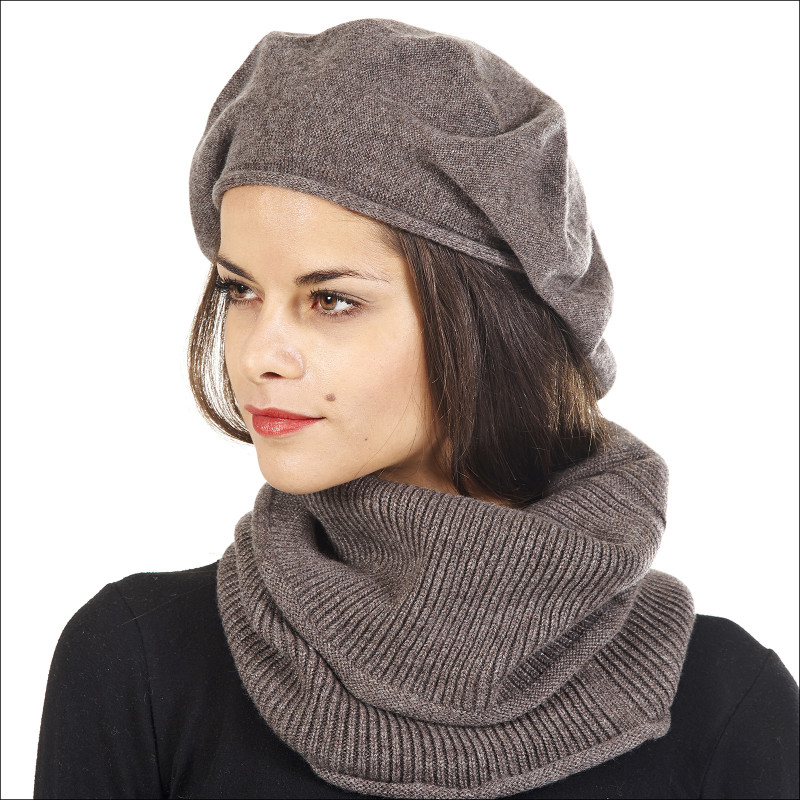 Béret femme 100% cachemire - marron Béret femme 100% cachemire - marron