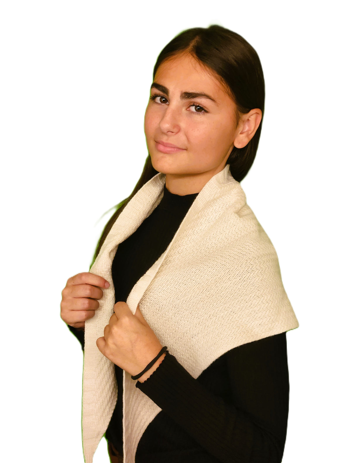 Triangle foulard laine blanc