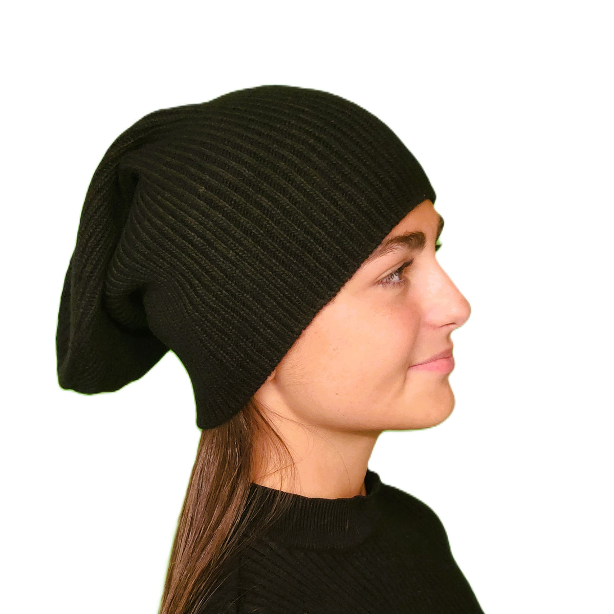 grand bonnet loose laine noir