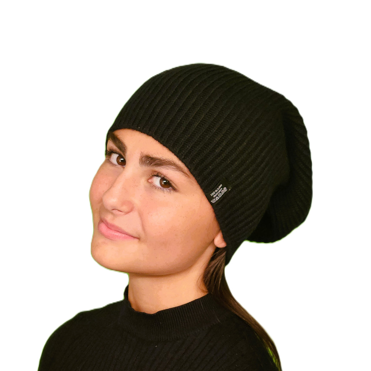 grand bonnet loose laine noir