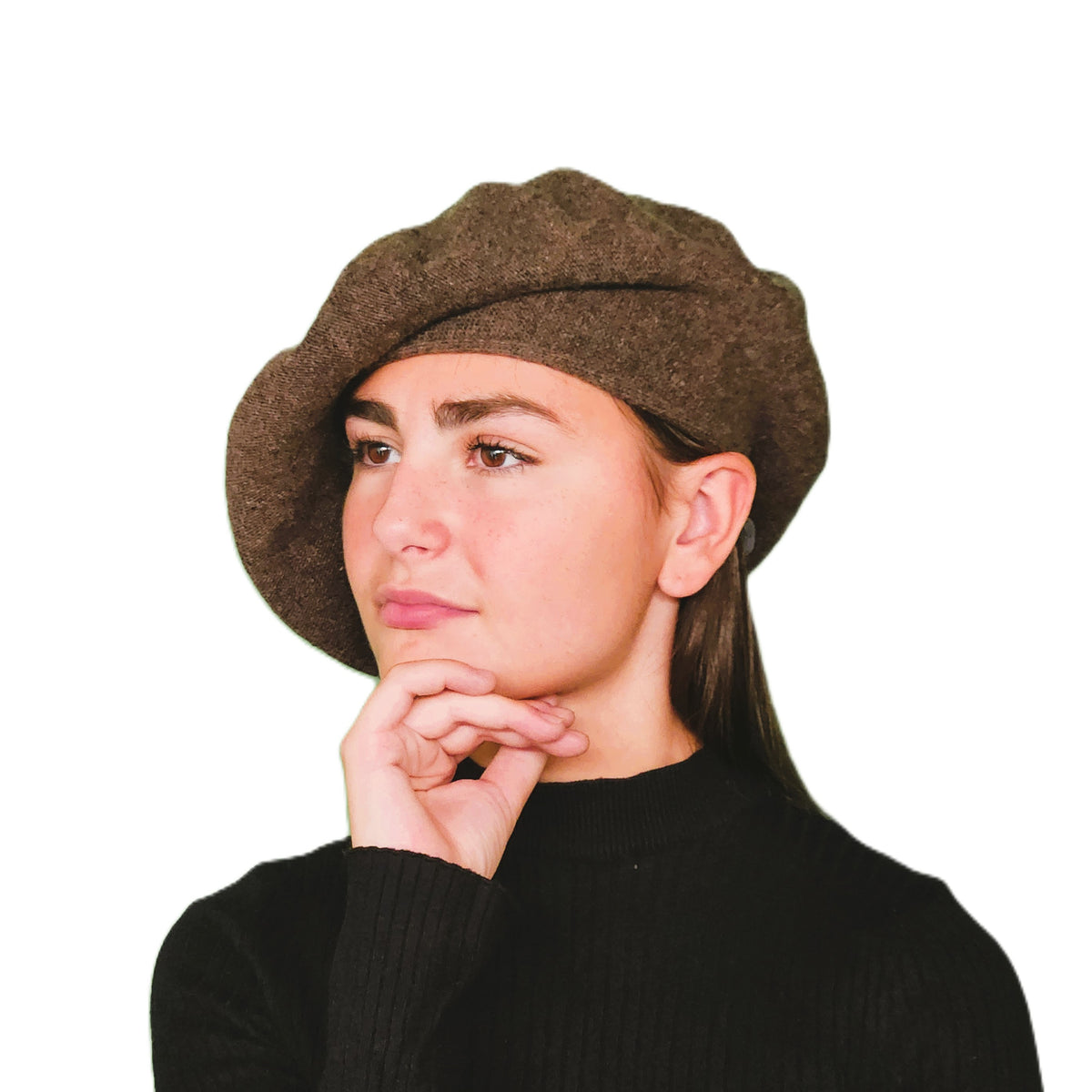 Béret laine femme marron