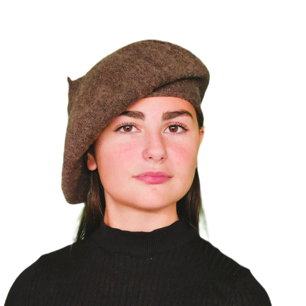 Béret laine femme marron