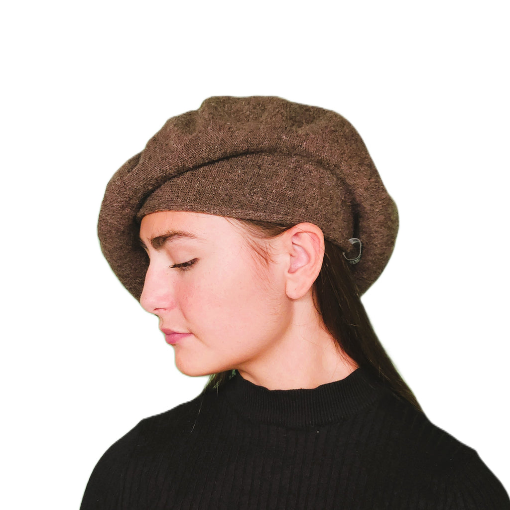 Béret laine femme marron