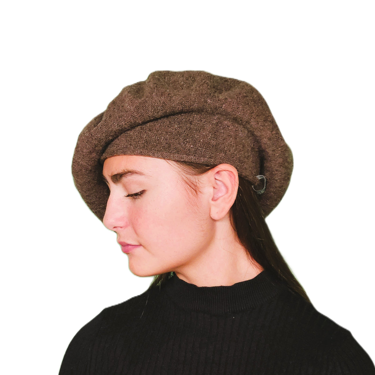 Béret laine femme marron