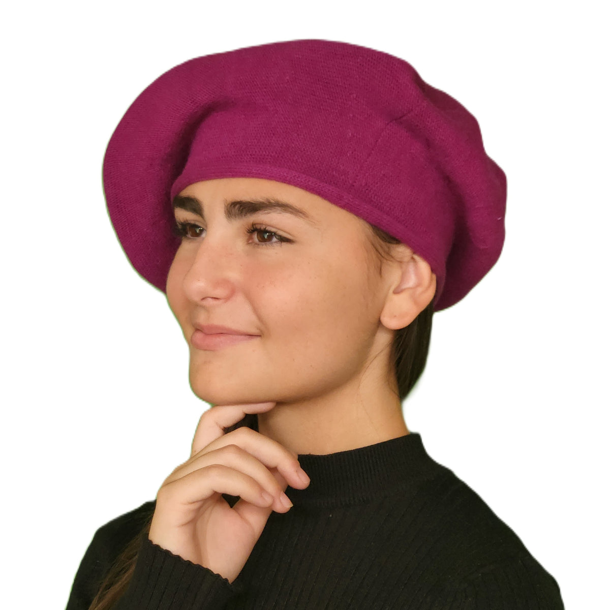 Béret laine femme prune