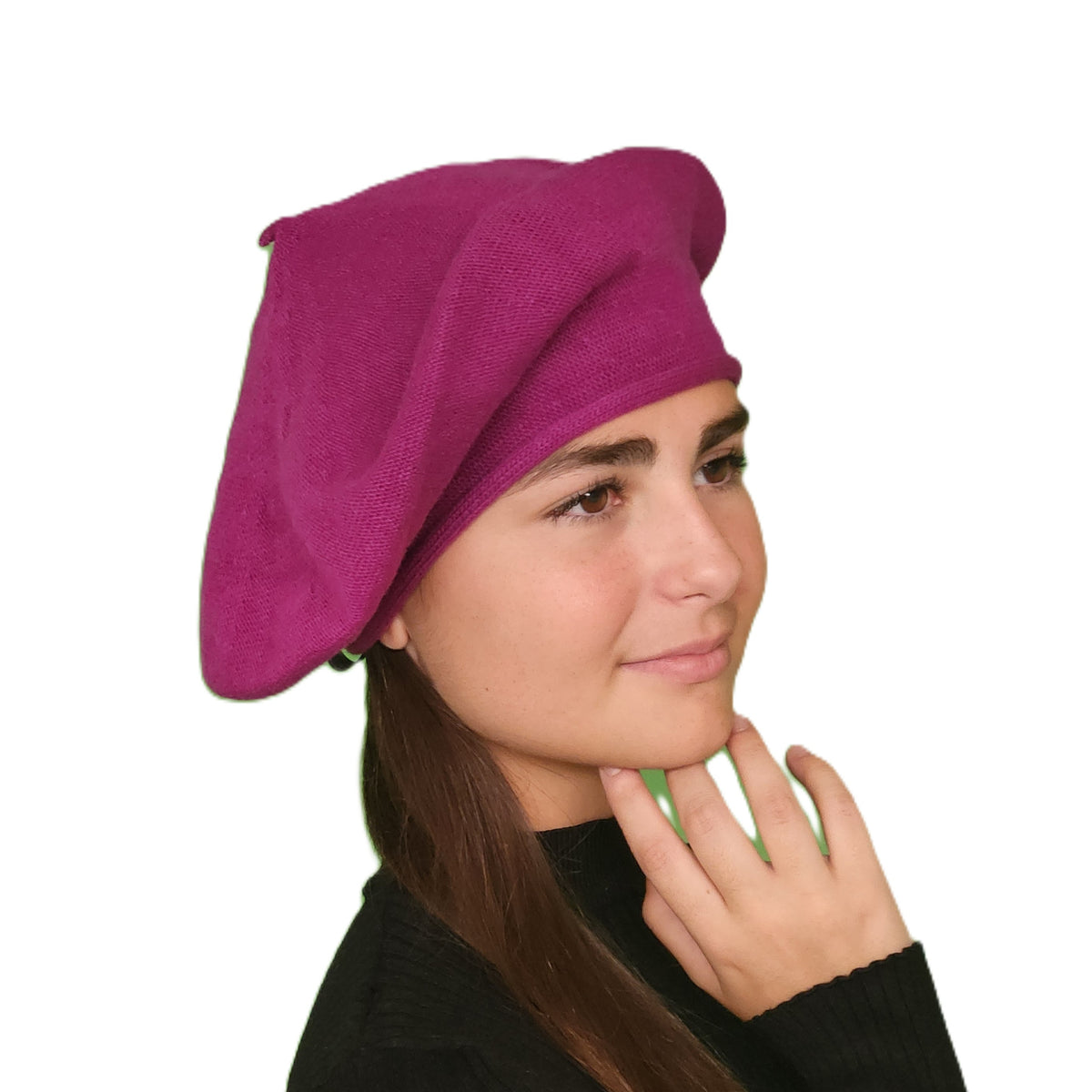 Béret laine femme prune