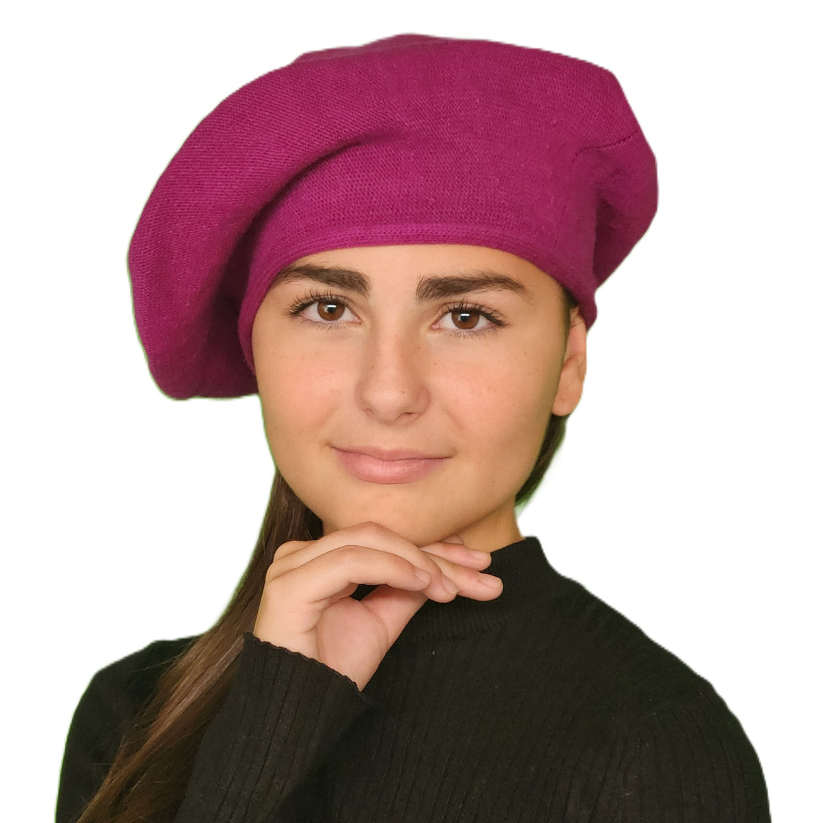 Béret laine femme prune