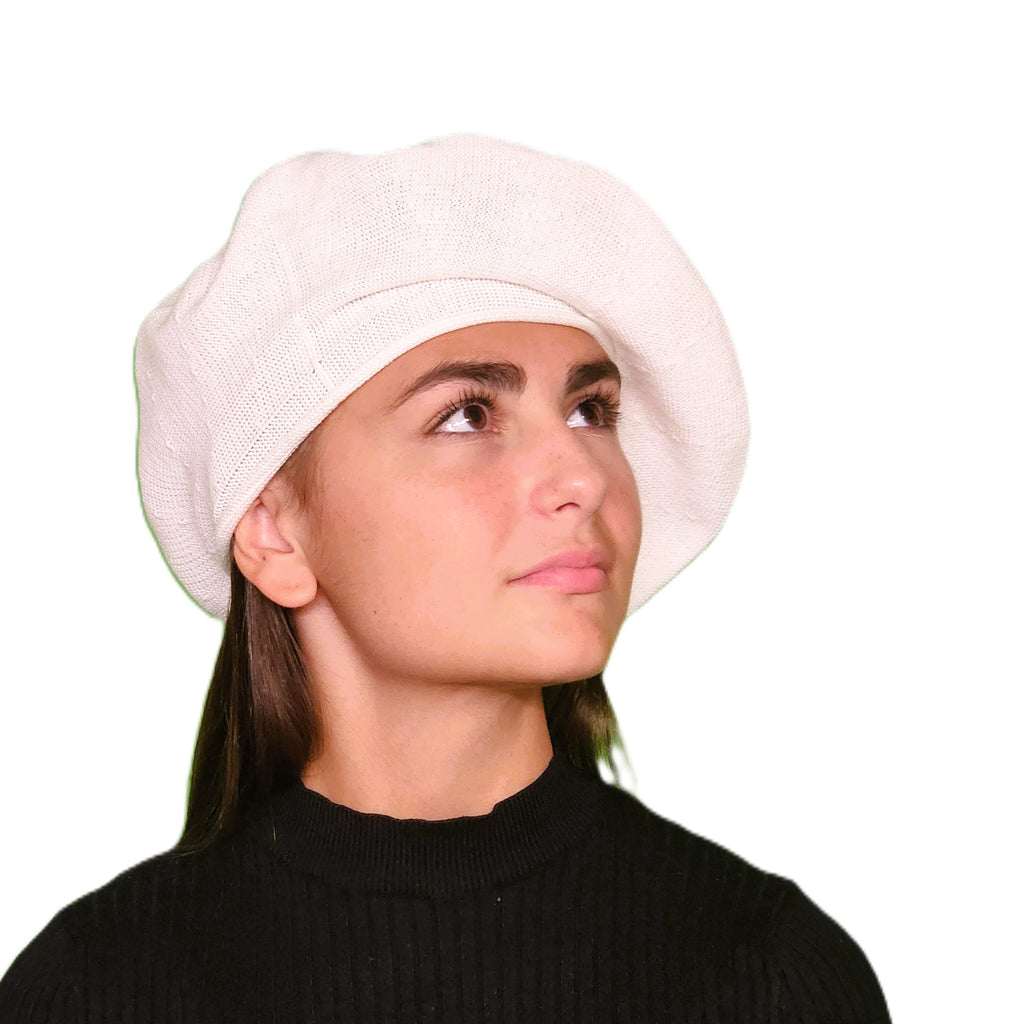 Grand béret coton blanc