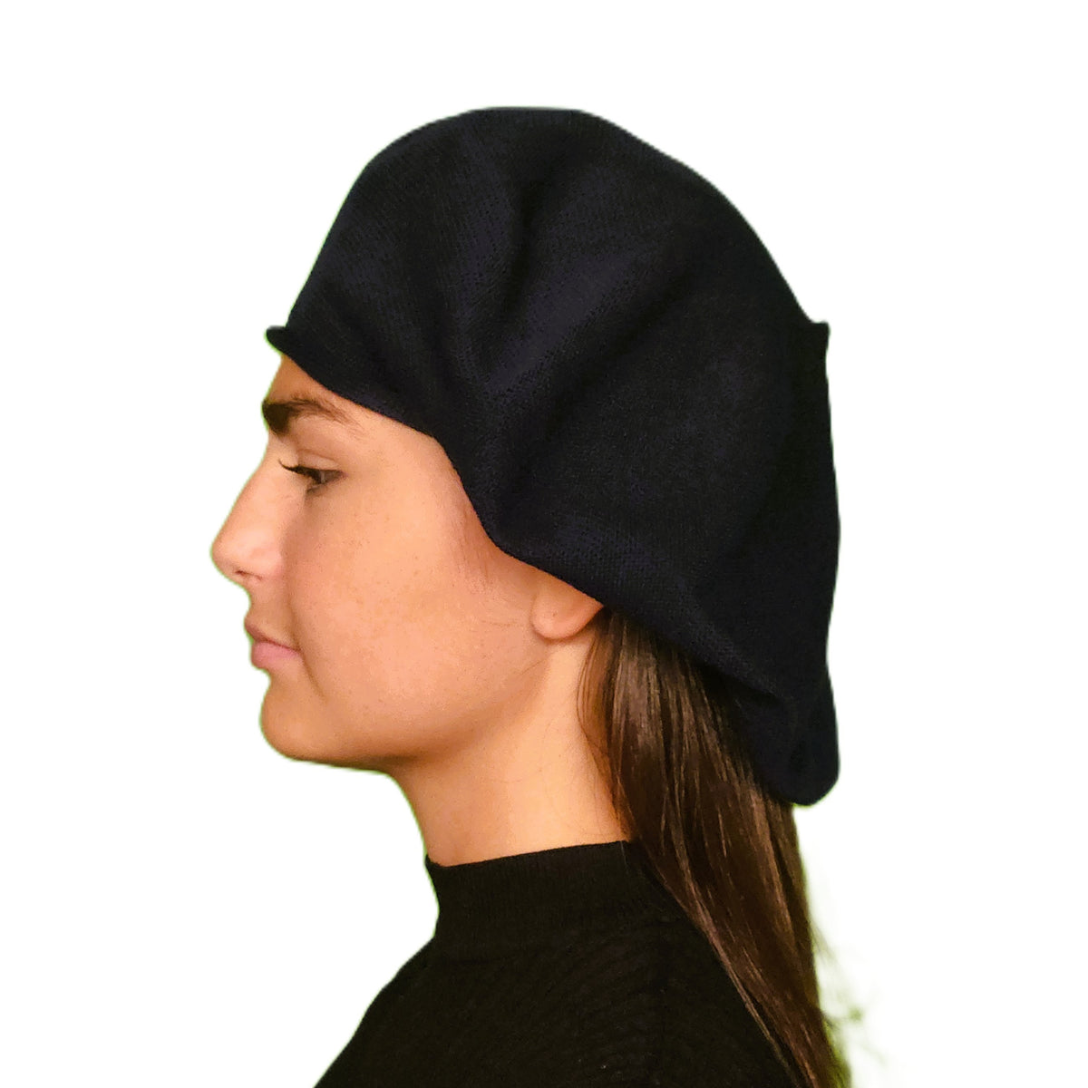 Grand béret coton marine
