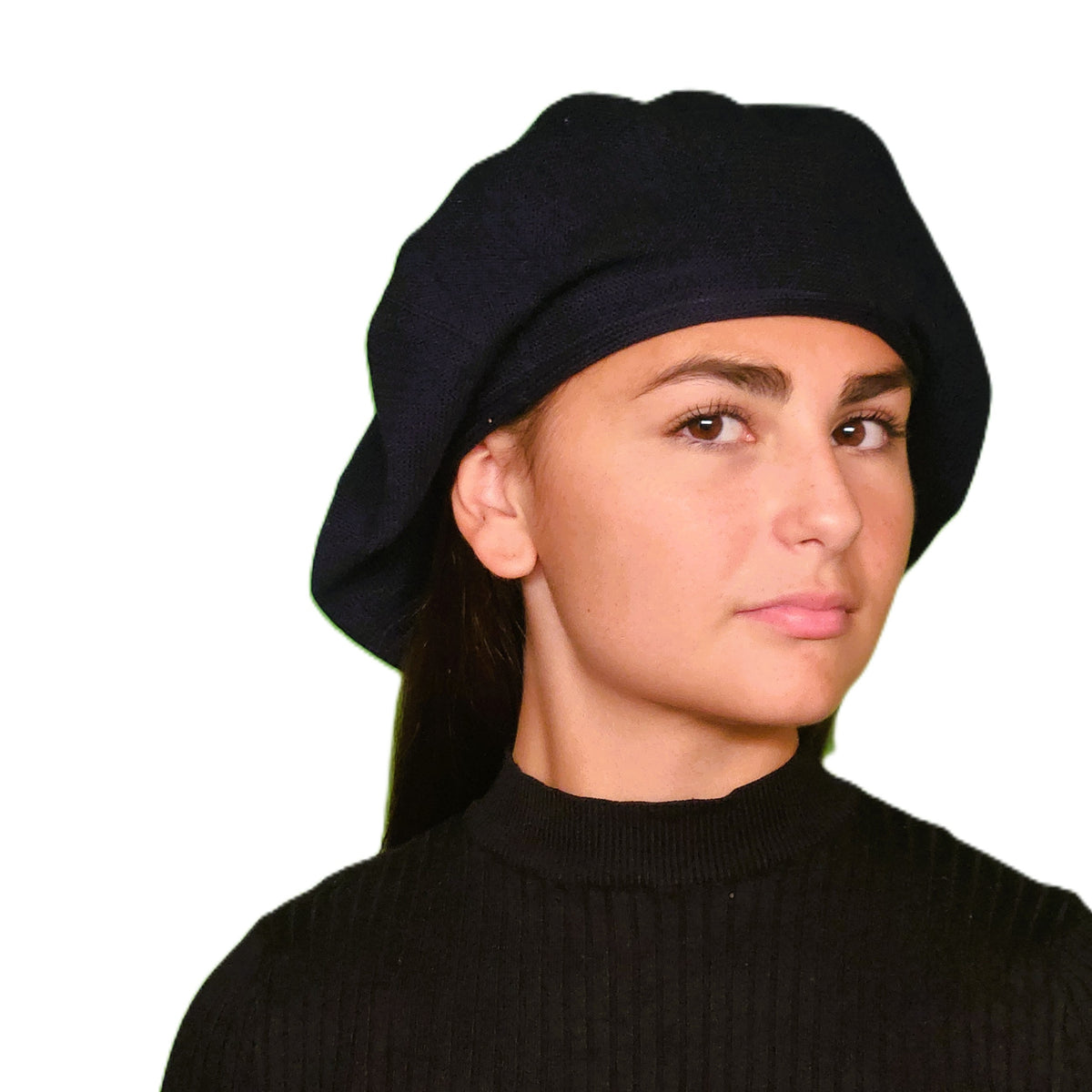 Grand béret coton marine