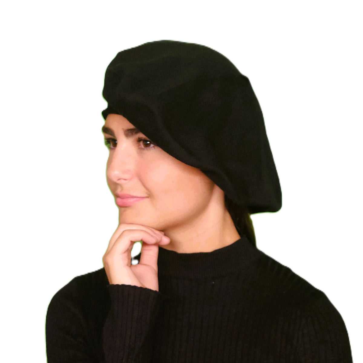 Grand béret coton noir