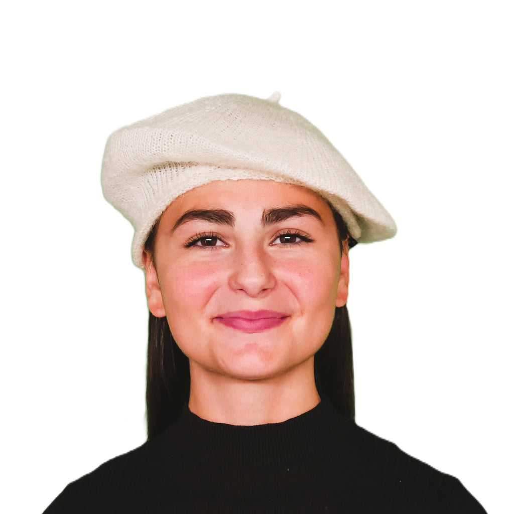 Petit béret laine mohair blanc