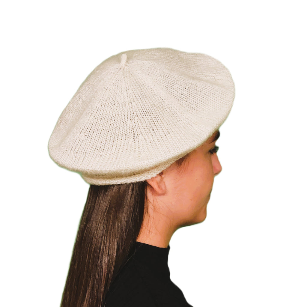 Petit béret laine mohair blanc