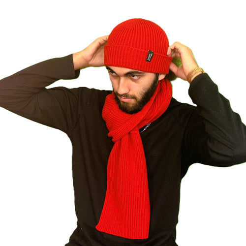 Ensemble bonnet écharpe éco-conception - rouge