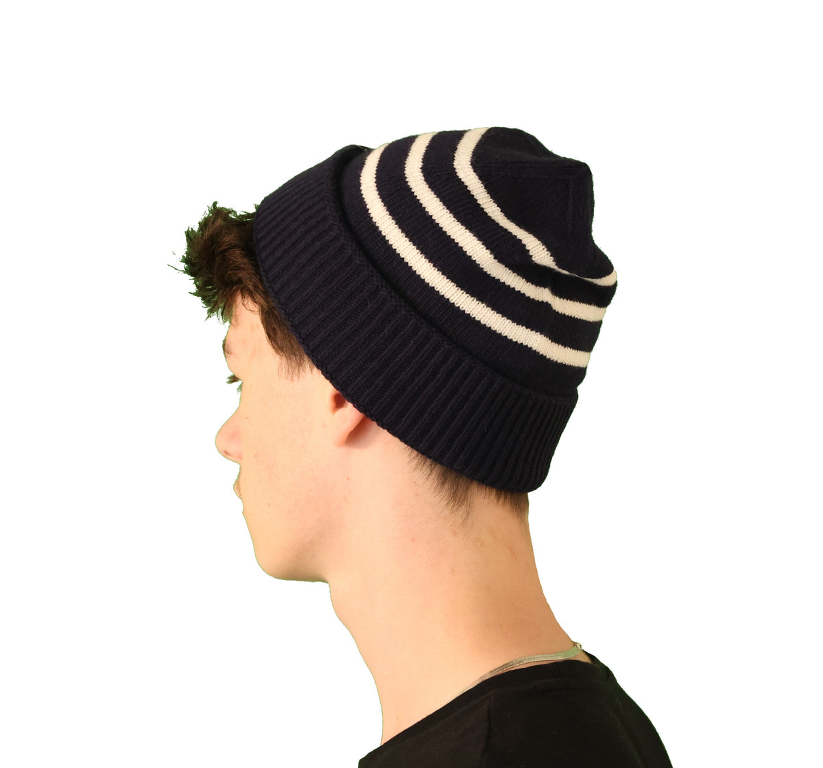 Bonnet marin rayé laine marine - blanc