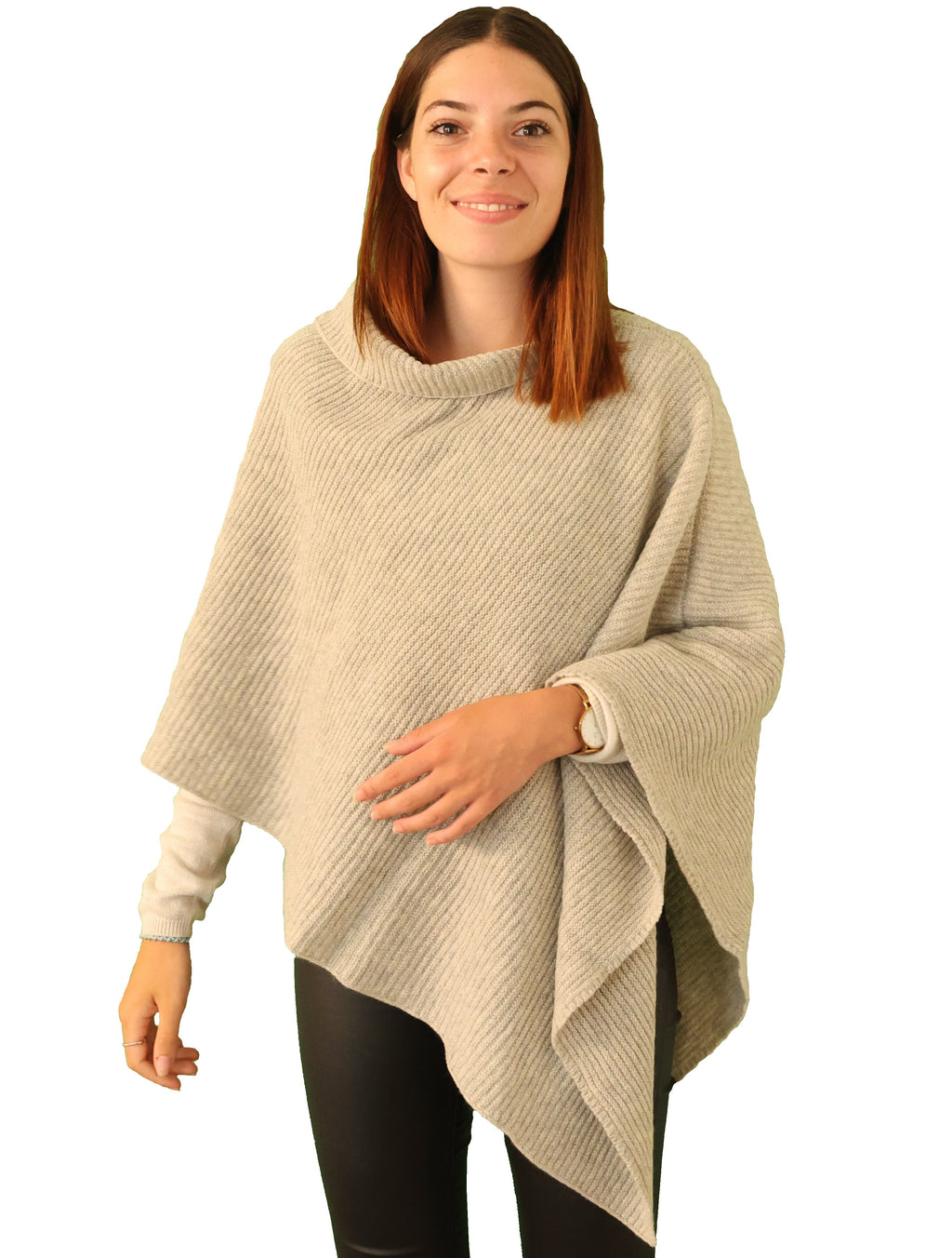 Poncho laine recyclée - gris