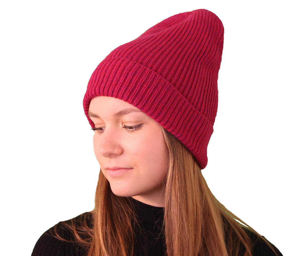 grand bonnet loose laine prune