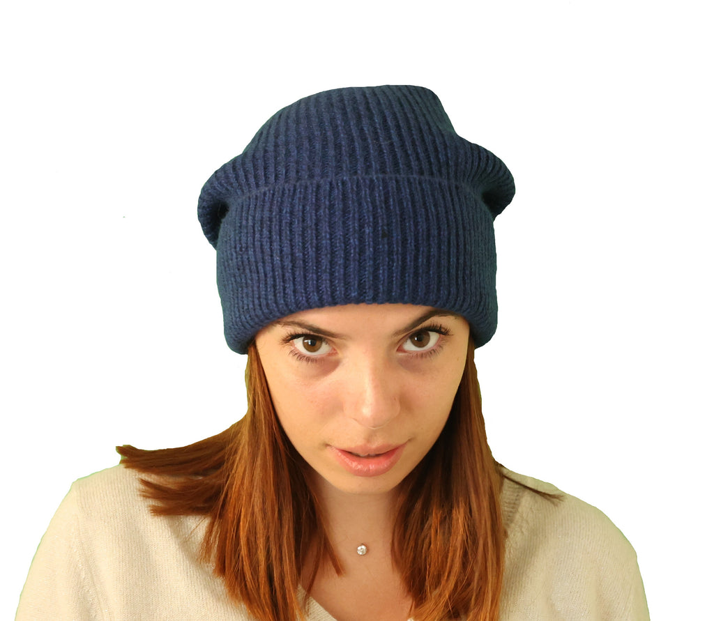grand bonnet loose laine marine