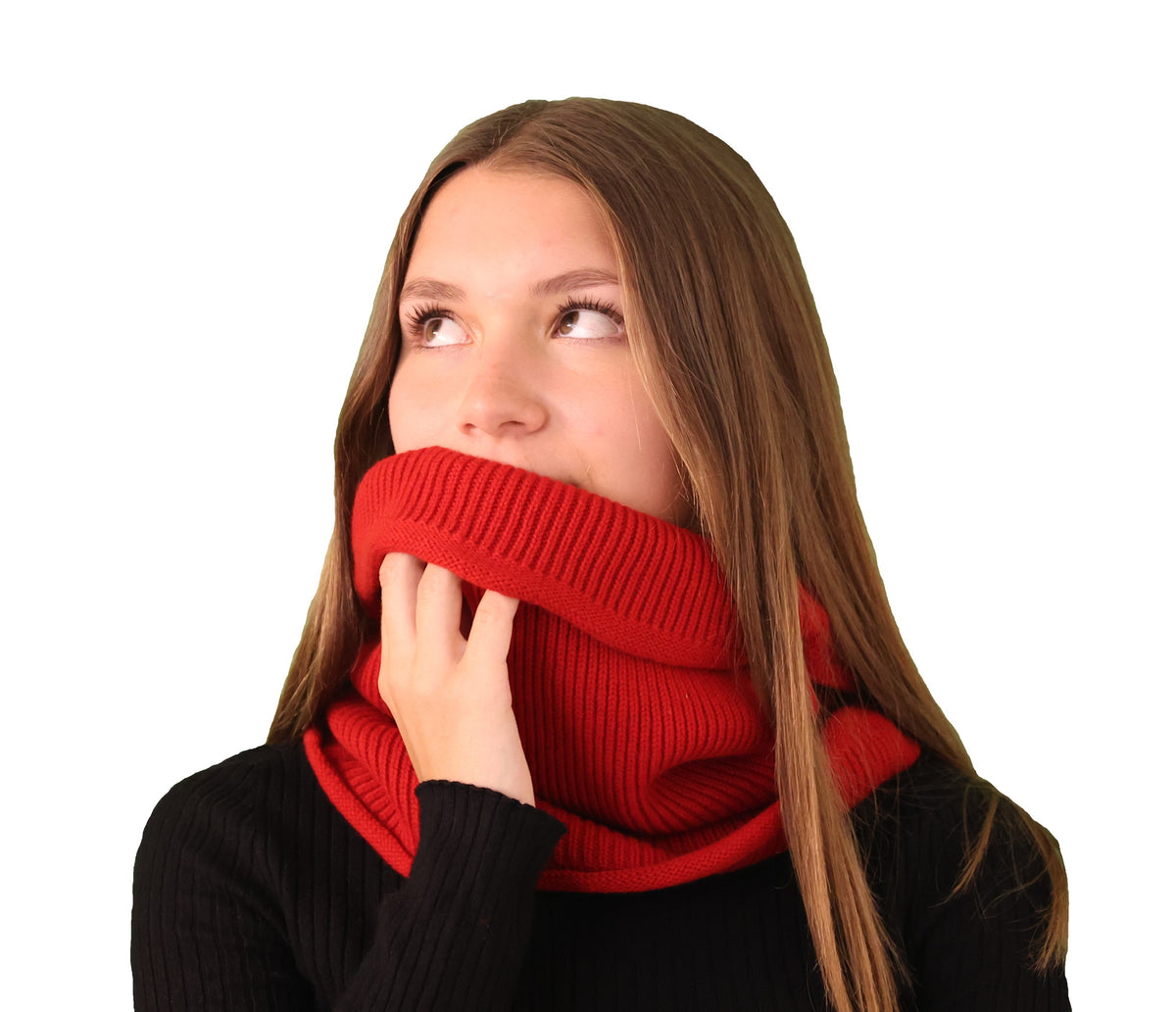 Faux col Snood cachemire femme - rouge