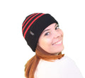 Bonnet femme rayé marin laine noire