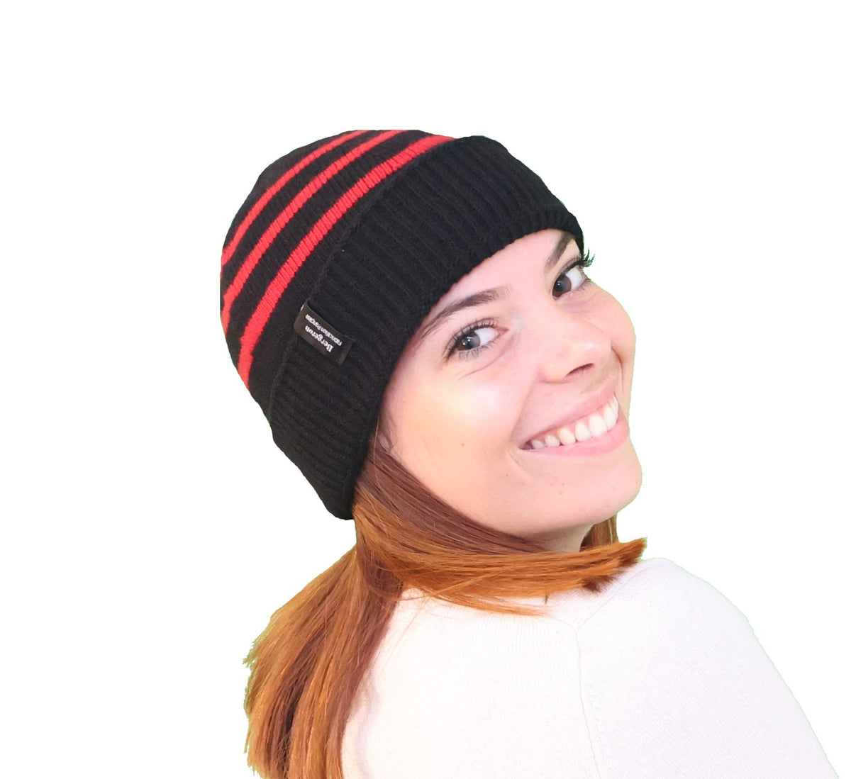 Bonnet femme rayé marin laine noire