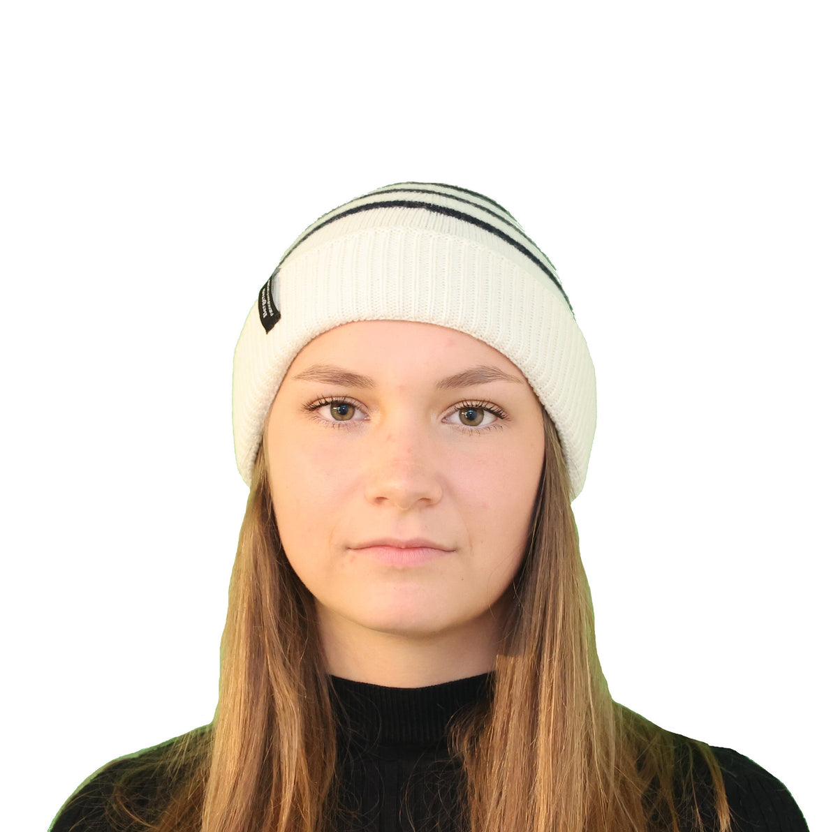 Bonnet marin rayé laine blanc - marine