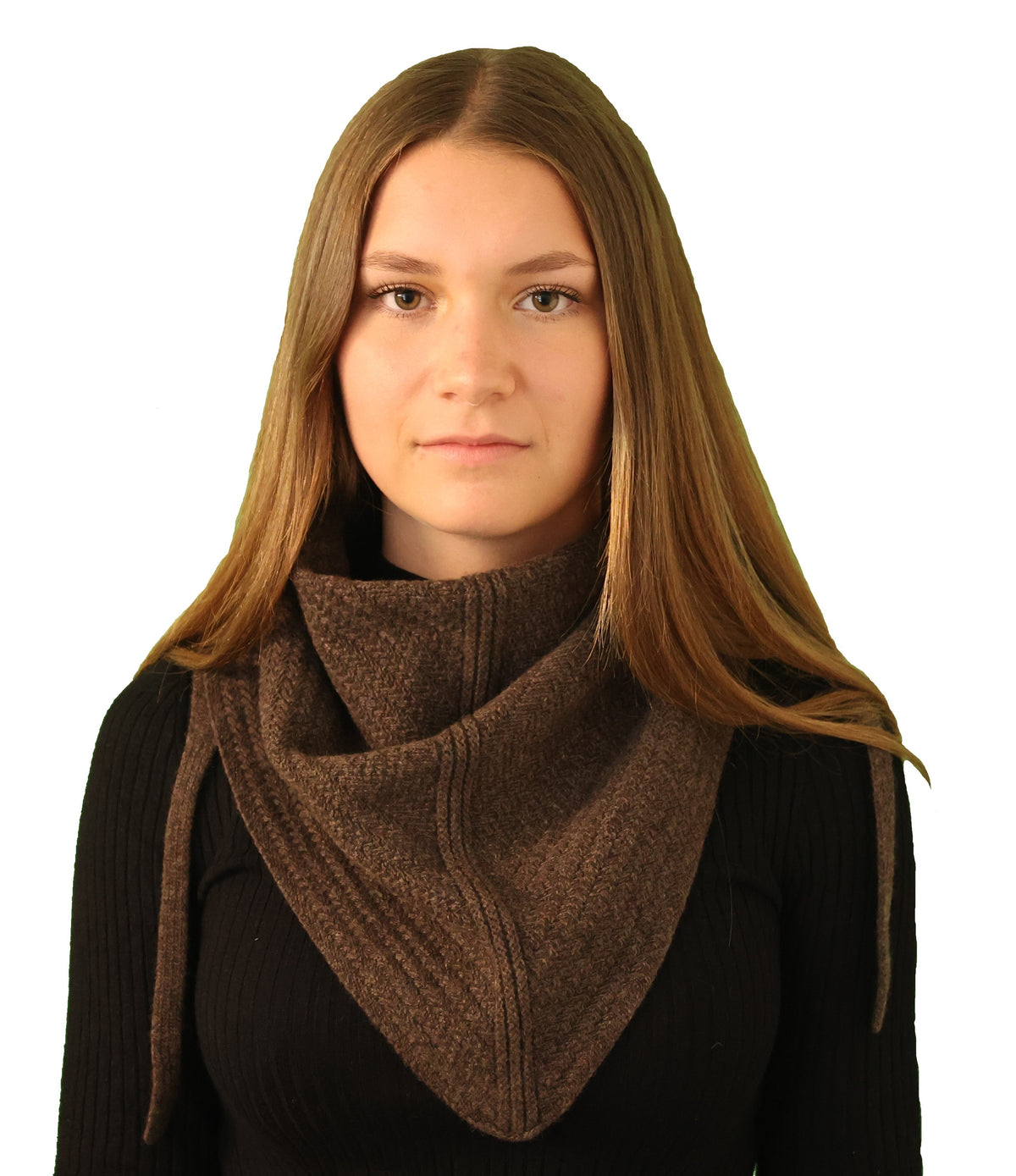 Triangle foulard laine marron
