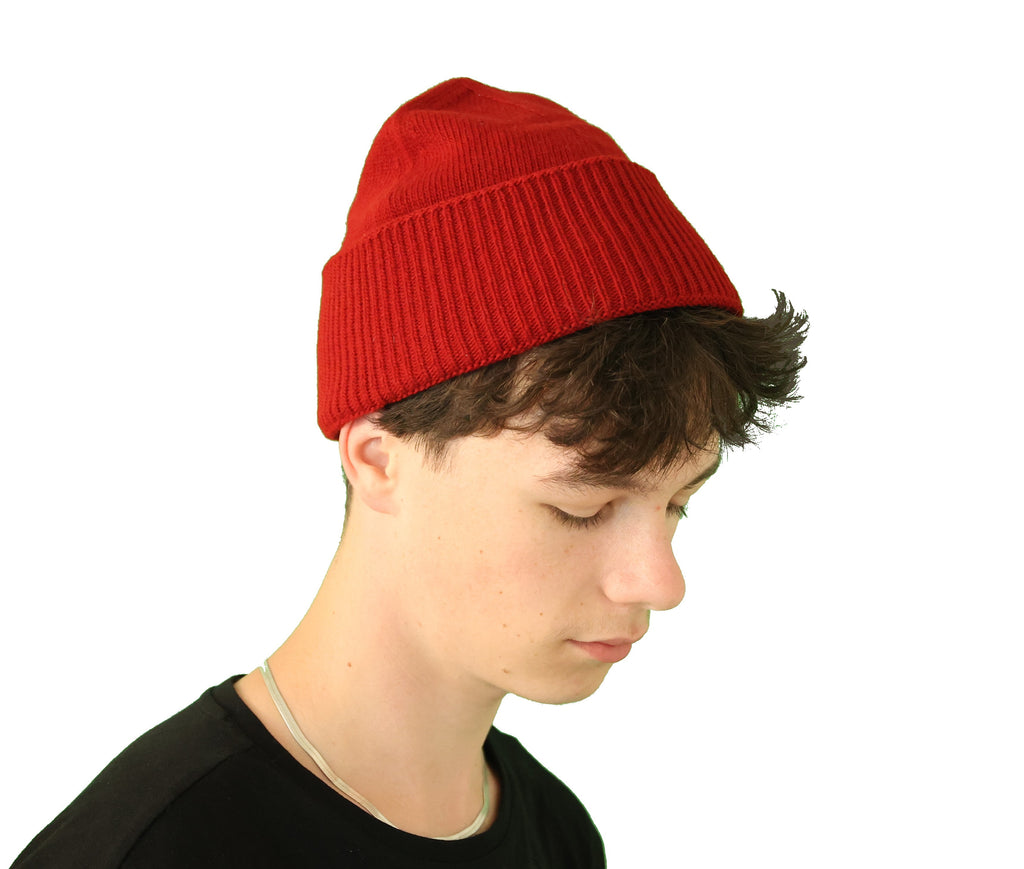 Bonnet robuste pure laine homme - rouge