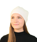 Petit bonnet rond pure laine blanc
