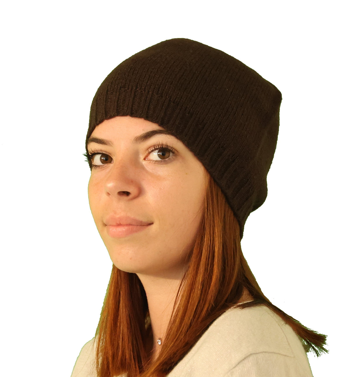 Bonnet strass marron laine angora