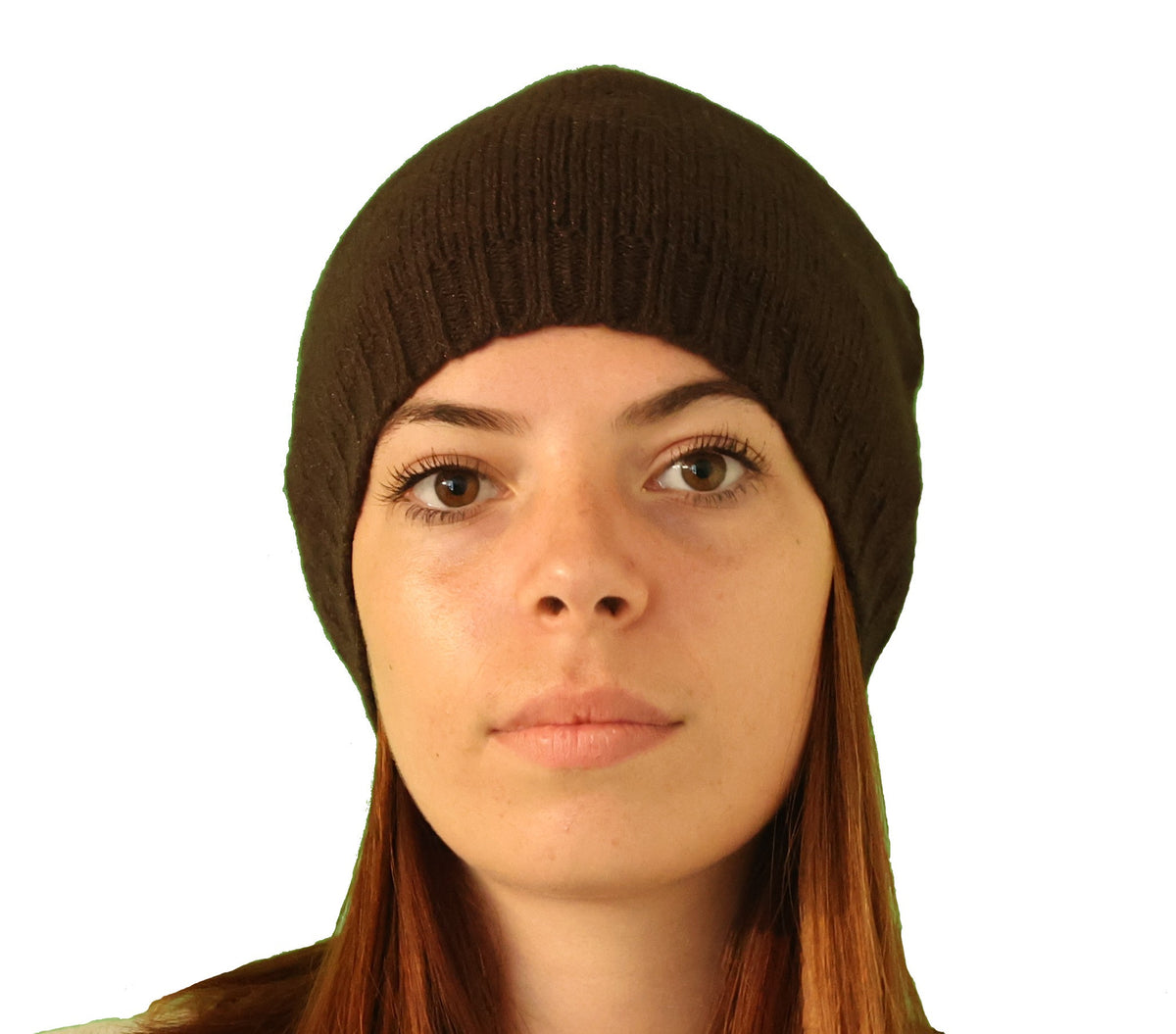 Bonnet strass marron laine angora