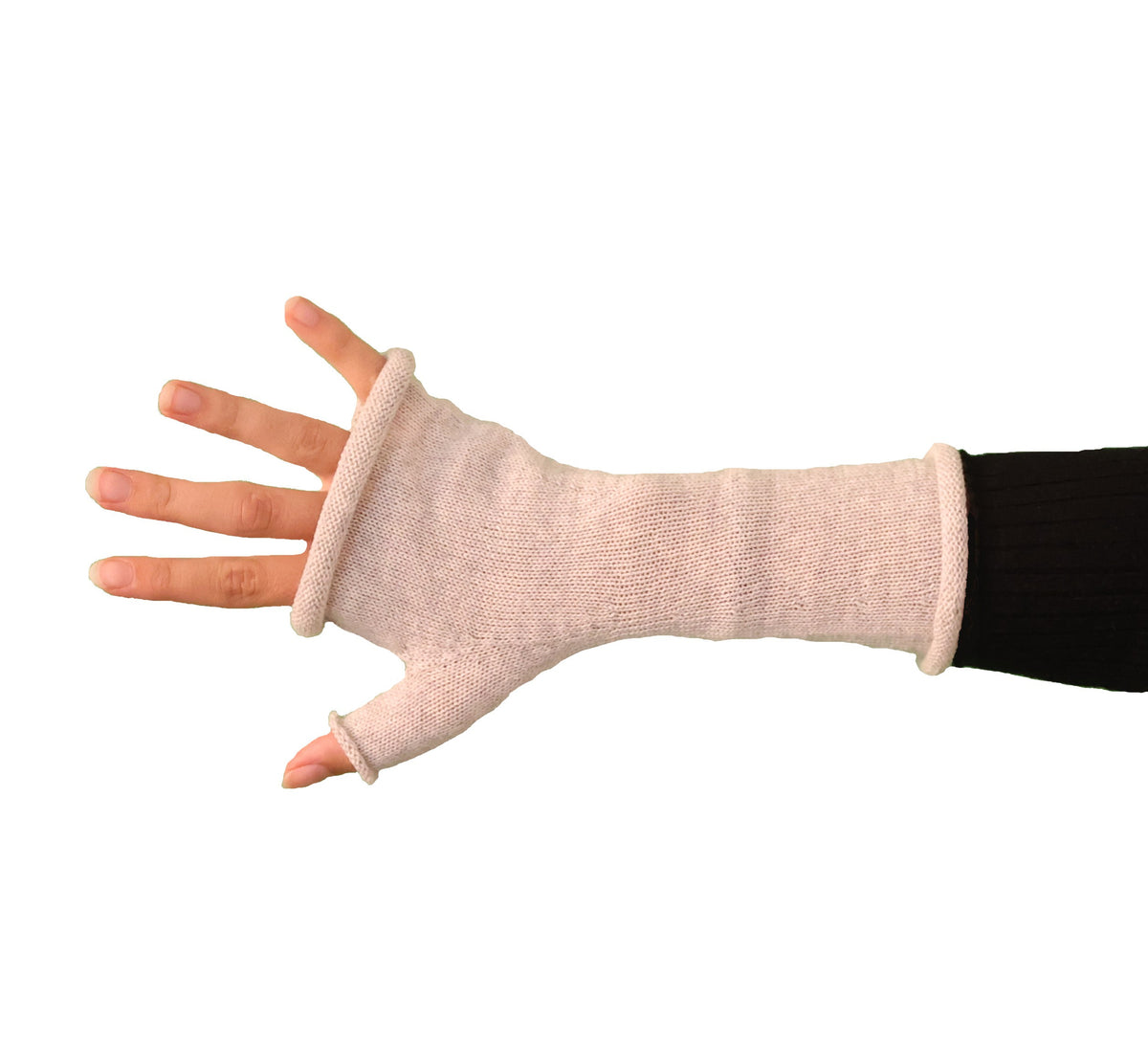 Mitaines mi-longues laine gris clair