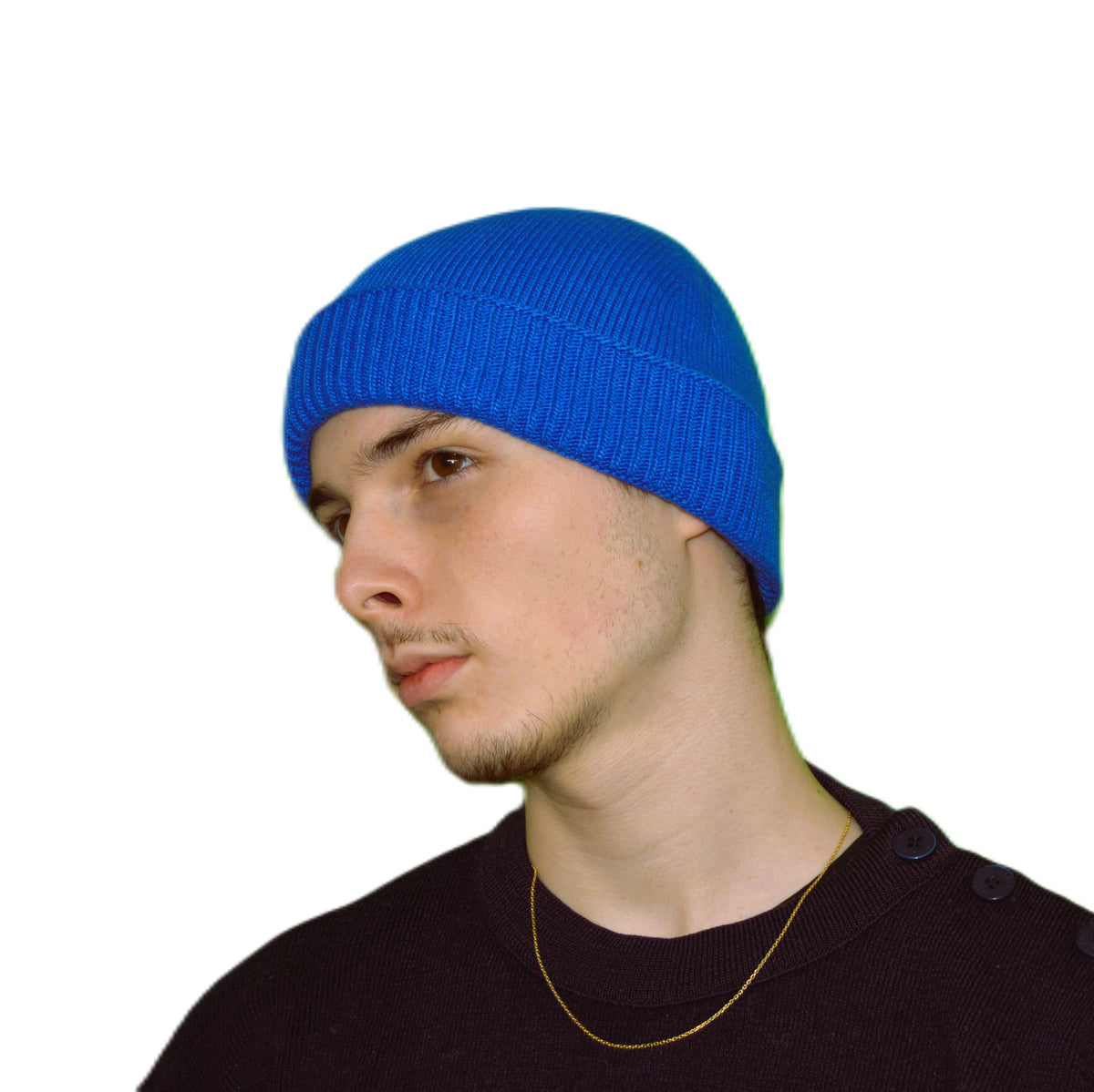 Bonnet cachemire recyclé bleu électrique