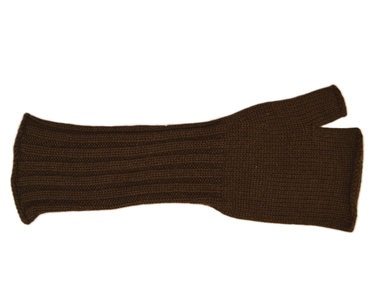 Mitaines longues pur cachemire femme - marron foncé