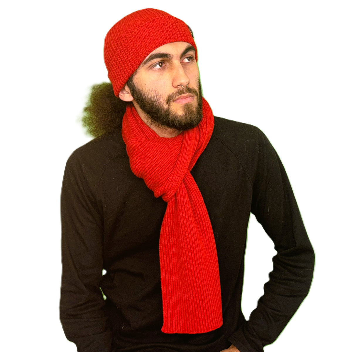 Ensemble bonnet écharpe éco-conception - rouge