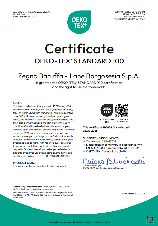 Oeko-Tex 2025 pure laine